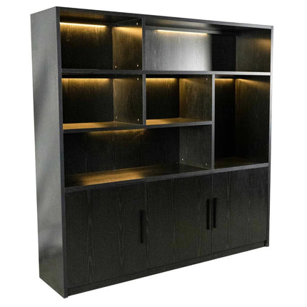 Vakkenkast zwart melamine 185cm Hanno