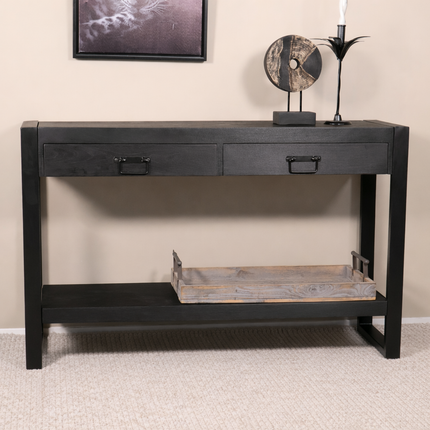 Bijzettafel 120cm mangohout Vera zwart