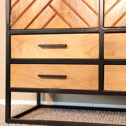 Visgraat vakkenkast bruin mangohout 200cm Paris