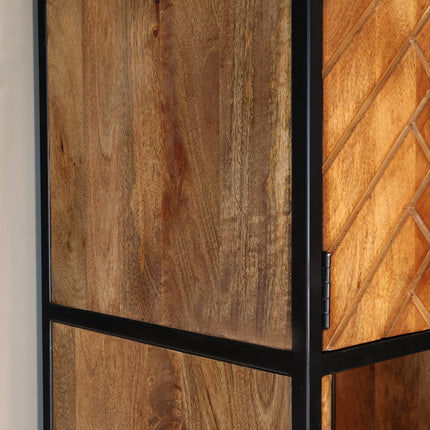 Visgraat vakkenkast bruin mangohout 200cm Paris