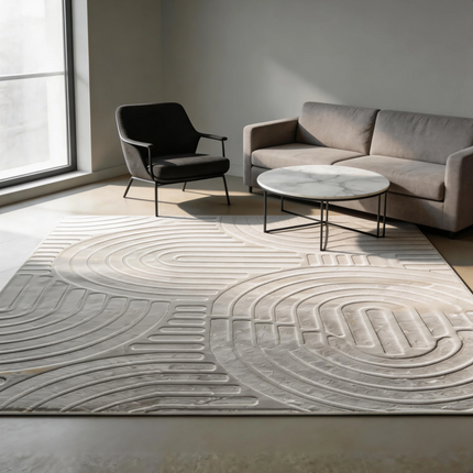 Vloerkleed Japandi gebroken wit 200x350cm