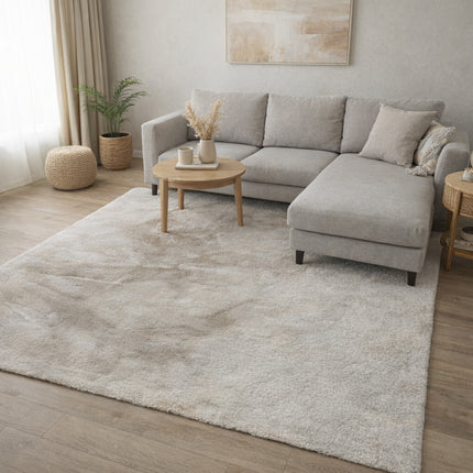 Vloerkleed gebroken wit 200x350cm hoogpolig