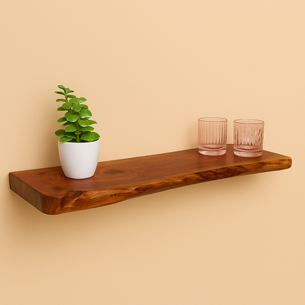 Wandplank bruin acaciahout 65cm Inge