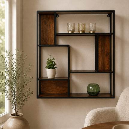 Wandrek vierkant bruin mangohout 75cm Emma