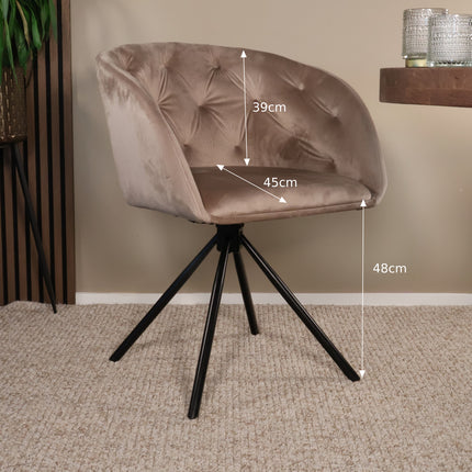 SET DEAL 4 stuks: Eetkamerstoel draaibaar champagne velvet Willow
