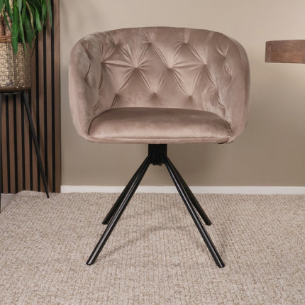 SET DEAL 4 stuks: Eetkamerstoel draaibaar champagne velvet Willow
