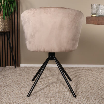 SET DEAL 4 stuks: Eetkamerstoel draaibaar champagne velvet Willow