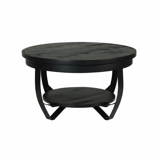Salontafel rond zwart mangohout 70cm Tycho