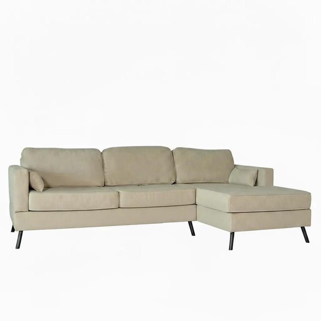 Hoekbank Lizza taupe velvet 270cm links en rechts