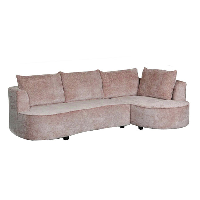 Hoekbank Lando rond taupe chenille 270cm rechts