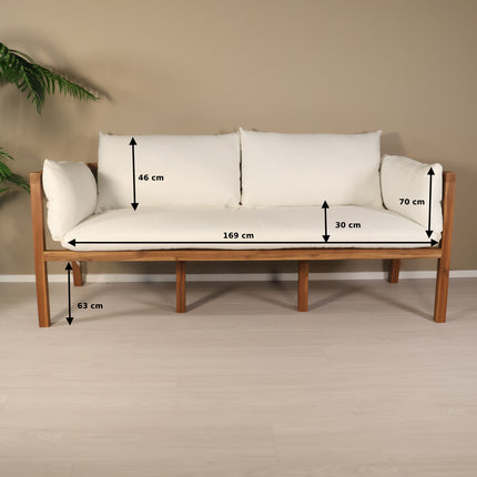 Loungebank tuin Xandra wit acaciahout 169cm
