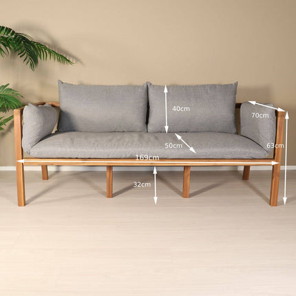 Loungebank 2-zits acaciahout lichtgrijs Xandra tuinbank