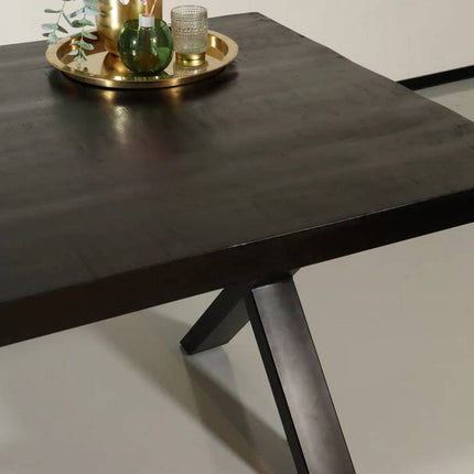 Eettafel Xavier rechthoekig 180cm zwart mangohout