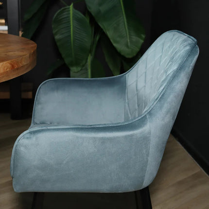 Eetkamerstoel blauw velvet yurgan