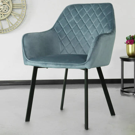 Eetkamerstoel blauw velvet yurgan