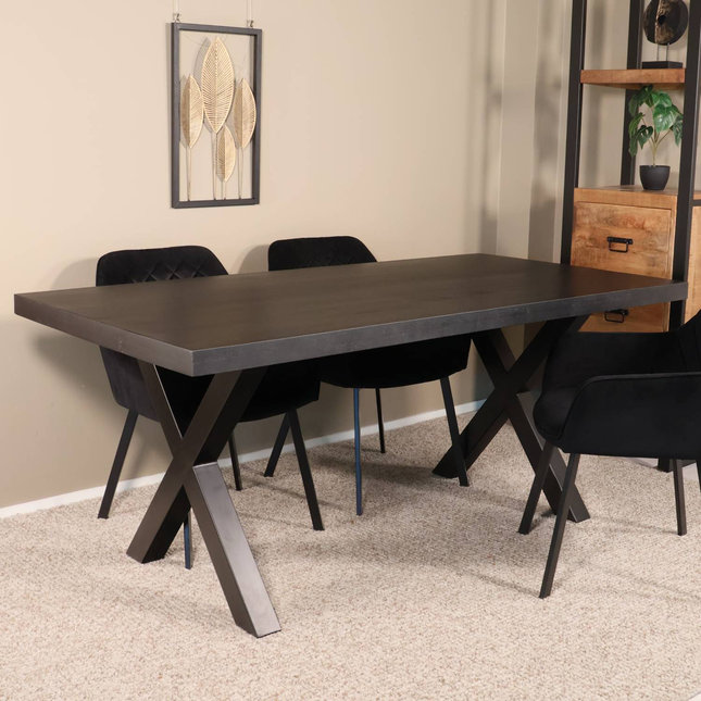 Eettafel Zeno rechthoekig 180cm zwart mangohout