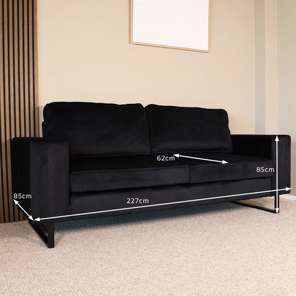 Zitbank zwart velvet 225cm Zora
