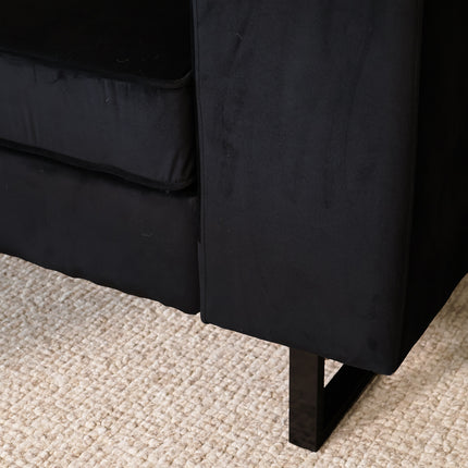 Zitbank zwart velvet 225cm Zora