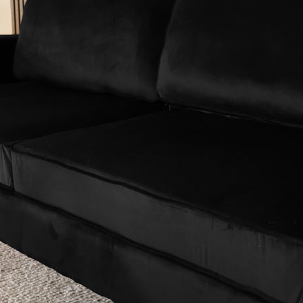 Zitbank zwart velvet 225cm Zora