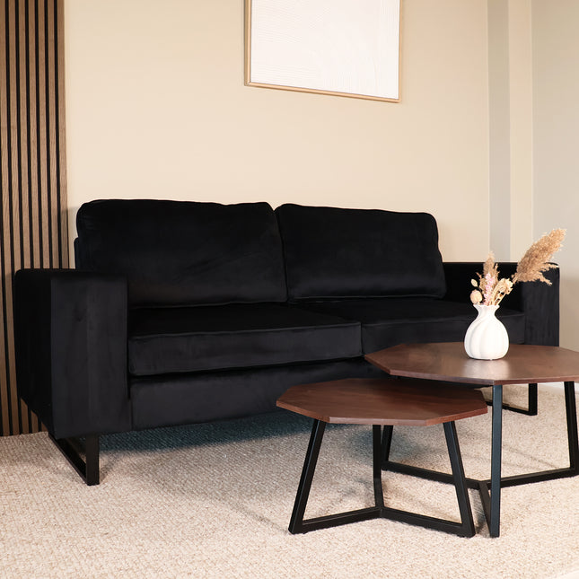 Zitbank zwart velvet 225cm Zora