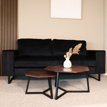 Zitbank zwart velvet 225cm Zora