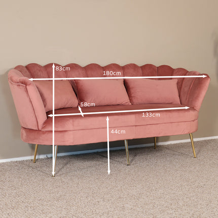 Zitbank oud roze velvet 180cm Belle