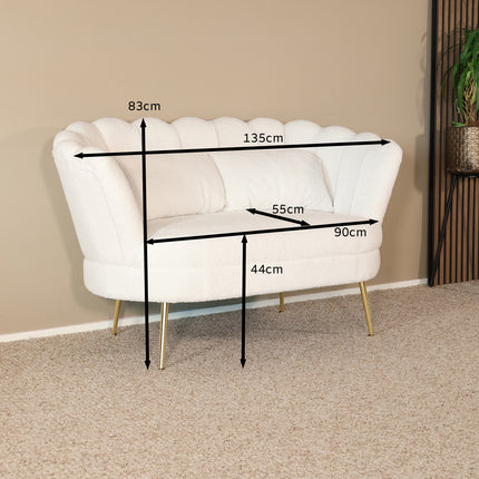 Zitbank wit teddy 135cm Belle