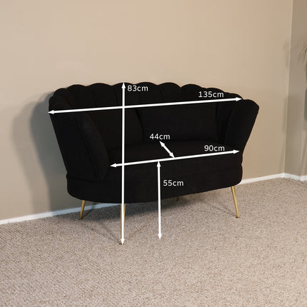 Zitbank zwart teddy 135cm Belle