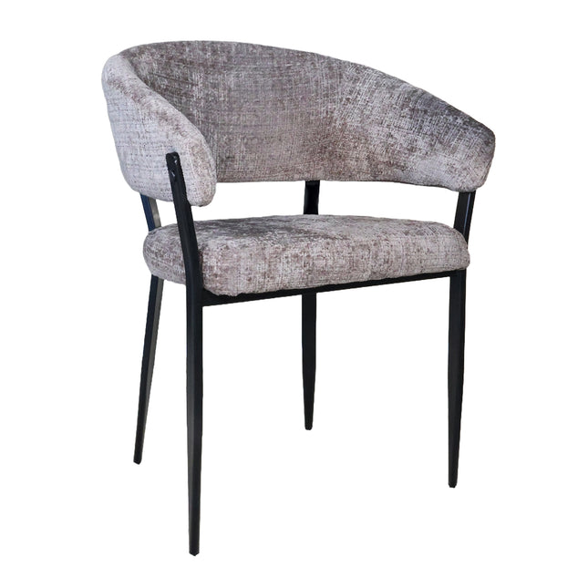 Eetkamerstoel taupe chenille Ziva