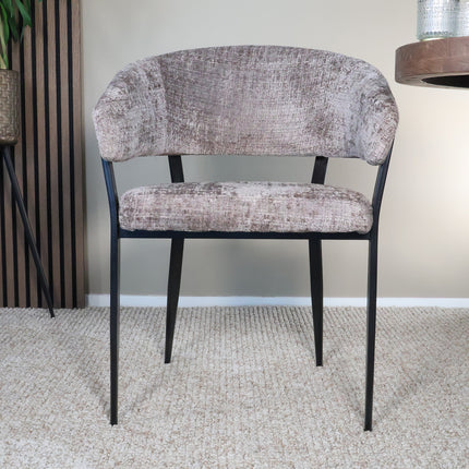 SET DEAL: 4 Eetkamerstoelen taupe chenille Ziva