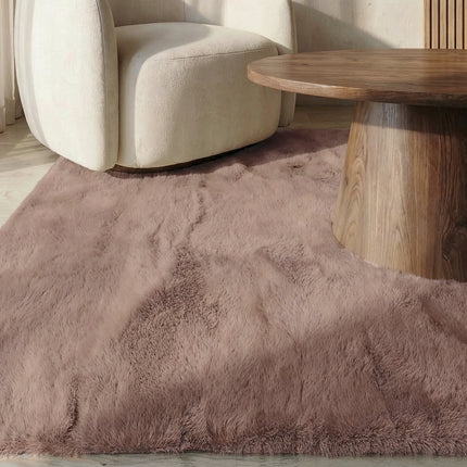 Vloerkleed taupe 200x350cm hoogpolig