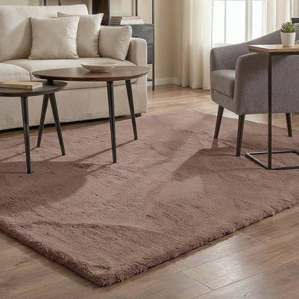 Vloerkleed taupe 200x350cm hoogpolig