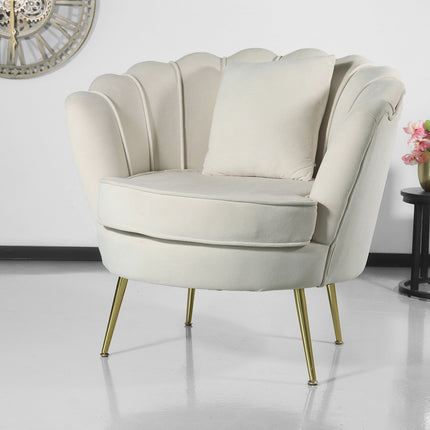 Fauteuil zitbank 1 persoons stoel Belle velvet crème