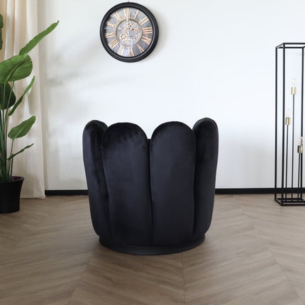 Fauteuil Daphne velvet zwart draaibare fauteuil