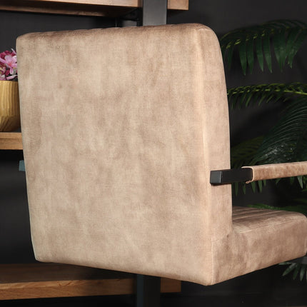 SET DEAL: 6 stuks Eetkamerstoel met armleuning Timor beige velvet eetstoel