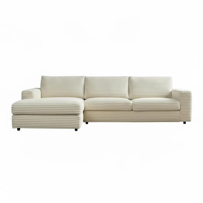 Hoekbank Uno creme polyester 300cm links