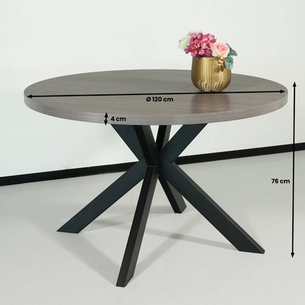 Eettafel rond melamine 120cm Sanne grijs ronde tafel