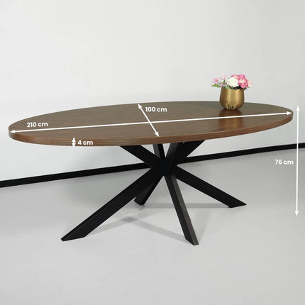 Eettafel ovaal melamine 210cm Tommy bruin ovale tafel