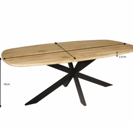 Eettafel Deens ovaal 210cm lichtbruin Hero ovale eettafel