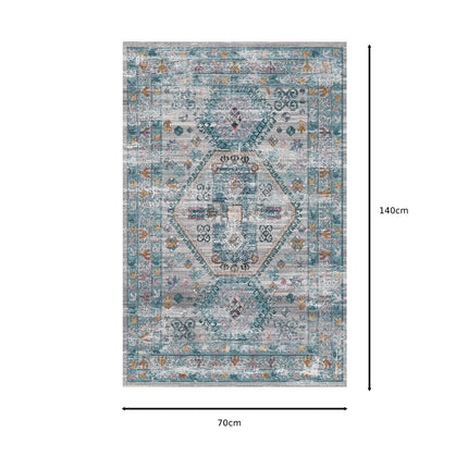 Vloerkleed wit lichtblauw 70x140cm