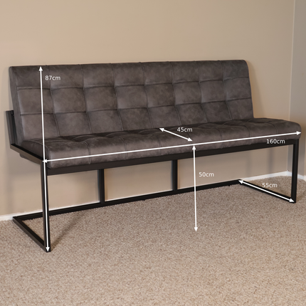 Eetkamerbank Vito 160cm antraciet microvezel