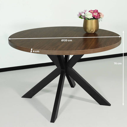 Eettafel rond melamine 120cm Sanne bruin ronde tafel