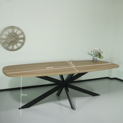 Eettafel Deens ovaal 240cm lichtbruin Hero ovale eettafel