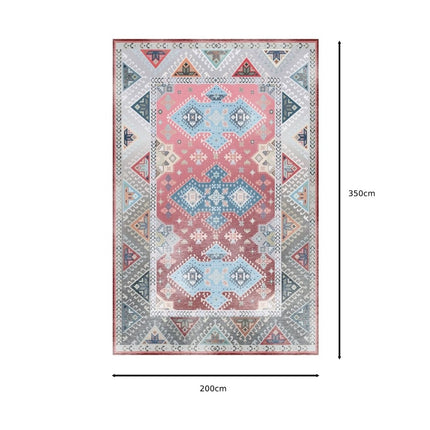 Vloerkleed grijs rood 200x350cm