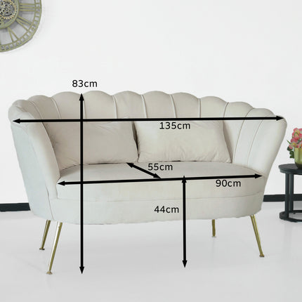 Zitbank creme velvet 135cm Belle