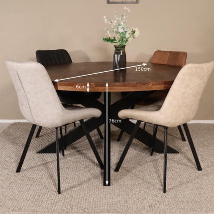 Eettafel Jones rond 150cm bruin mangohout
