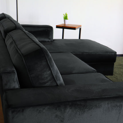 Hoekbank Darsiono antraciet velvet 280cm links en rechts
