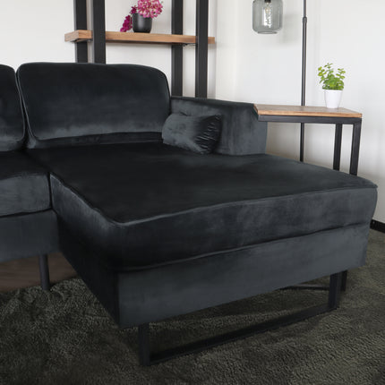 Hoekbank Darsiono antraciet velvet 280cm links en rechts