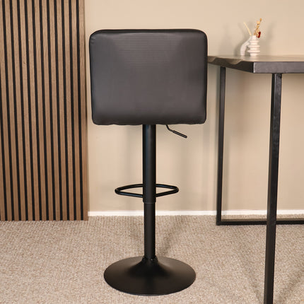 Barkruk Anel zwart kunstleder met zwart onderstel