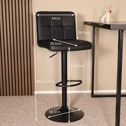 Barkruk Anel zwart kunstleder met zwart onderstel